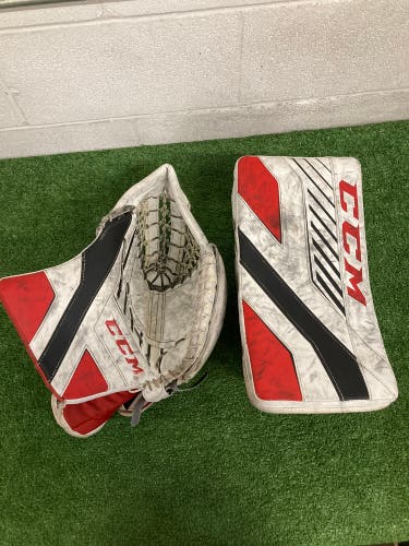 Red Intermediate CCM Axis 1.9 Goalie Gloves & Blockers Regular (Used)