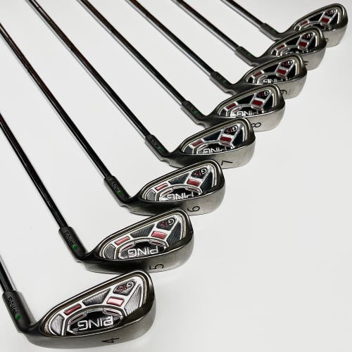 Ping G15 Green Dot Iron Set 4-9, PW, UW Right Handed Stiff Flex Steel Shafts