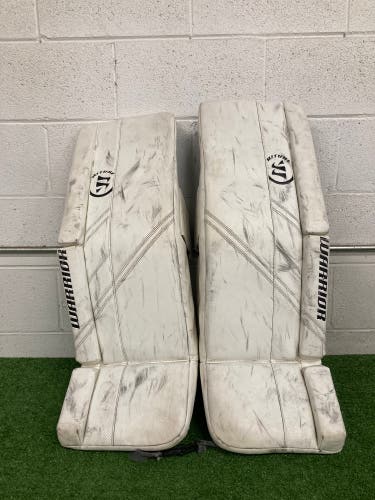 White 33" Senior Warrior Ritual G5 Goalie Leg Pads (Used)