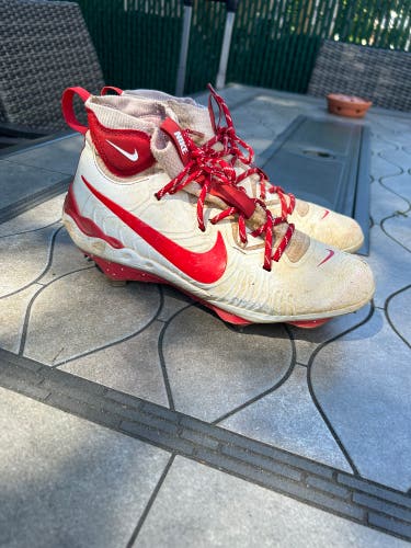 White Men's Size M 9.5 (W 10.5) Adult Nike Alpha Huarache NXT High Top Metal (Used)