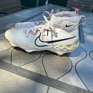 White Men's Size M 9.0 (W 10.0) Adult Nike Alpha Huarache NXT High Top Metal (Used)