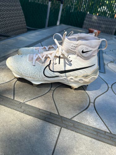 White Men's Size M 9.0 (W 10.0) Adult Nike Alpha Huarache NXT High Top Metal (Used)
