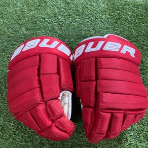 Red Junior Bauer Vapor Pro Team Gloves 12" Pro Stock (Used)