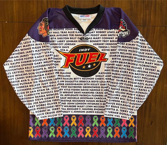 Indy Fuel ECHL Hockey Fights Cancer jersey size large