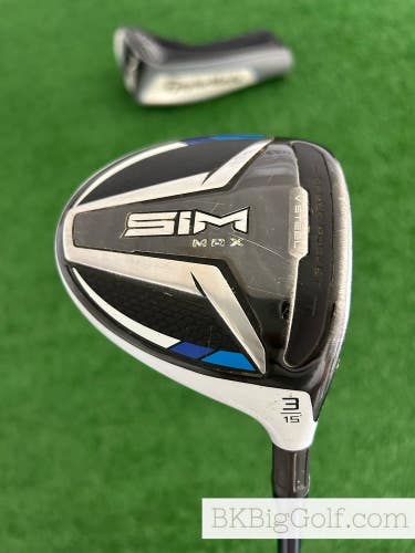 Taylormade Sim Max 15 Degree 3 Wood w Headcover / Stiff