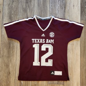 Adidas Texas A&M AM Aggies #12 Jersey Youth Small Maroon White 12th Man SEC