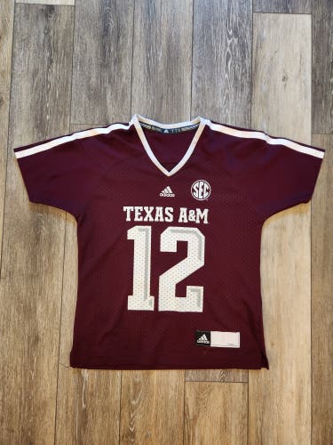 Adidas Texas A&M AM Aggies #12 Jersey Youth Small Maroon White 12th Man SEC