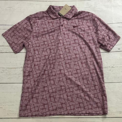 Nike Dri-FIT Victory+ Pine Needle Print Golf Polo Plum Dust Small FQ1134-523