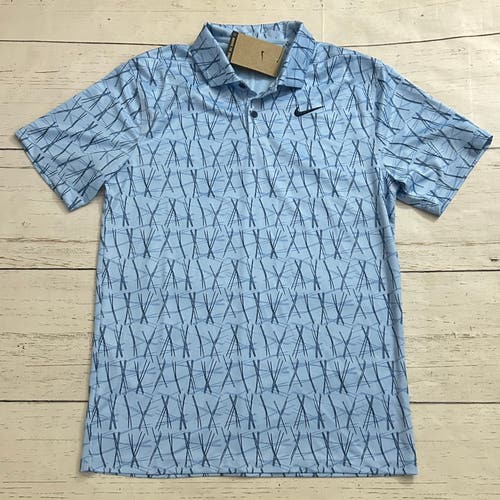 Nike Dri-FIT Victory+ Pine Needle Print Golf Polo Psychic Blue Small FQ1134-422