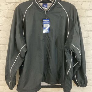 Mizuno Adult 100% Polyester 1/4 Zip Pullover Windbreaker Jacket Black White SM