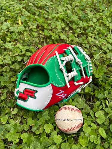 SSK Z9 Maestro 11.5” Red/White/Green Spiral I Web Infield Baseball Glove