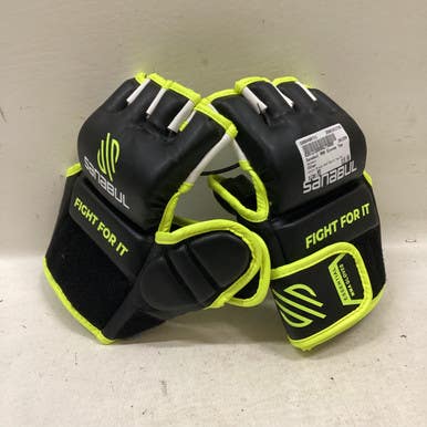 Used Sanabul MMA Gloves Black And Optic Yellow MD 11725-S000490731