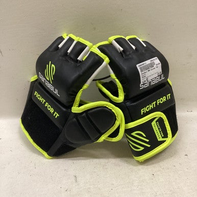 Used Sanabul MMA Gloves Black And Optic Yellow MD 11725-S000490731