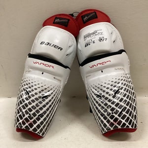 Used Bauer VAPOR LIL ROOKIE Youth Shin Guards White/Black/Red 8 1/2" 11725-S000491038