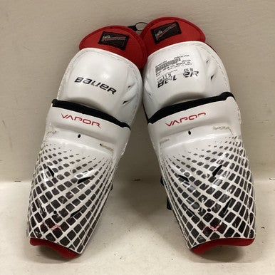 Used Bauer VAPOR LIL ROOKIE Youth Shin Guards White/Black/Red 8 1/2" 11725-S000491038