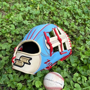 SSK Z9 Maestro 11.75” Baby Blue/Post Web/Red Infield Baseball Glove