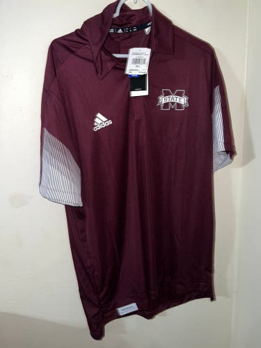 adidas Mississippi State Bulldogs Primeblue Sideline Polo Shirt Men's XL H46469