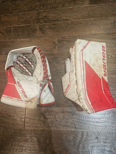 Used Bauer Senior Supreme MACH Hockey Goalie Blocker Trapper SET