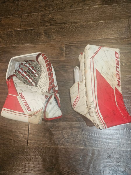 Used Bauer Senior Supreme MACH Hockey Goalie Blocker Trapper SET