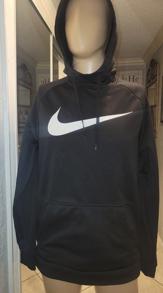 Nike Sweater Mens Black Therma Fit Swoosh Full Hoodie Sweatshirt - Medium