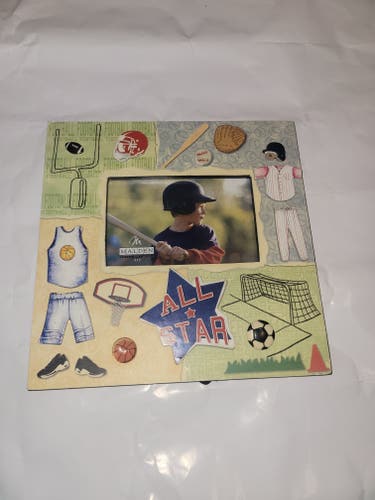 Baseball Boys Room Desk Picture Frame ( 4x6 ) Helmet Glove Trophy Books 10x10