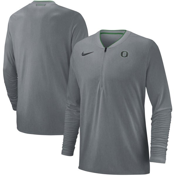 NIKE Men's Dri-Fit U of O Coaches Sideline Performance 1/4 Zip Pullover Heather Gray XL