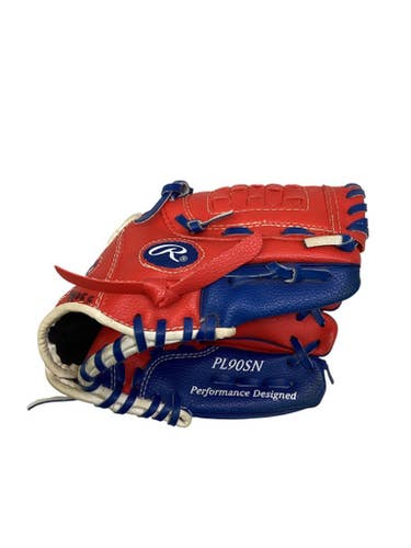 Used Rawlings PLAYERS SERIES 9 INCH BB/SB Glove T-ball Red And Navy Blue 9" 11347-S000254642