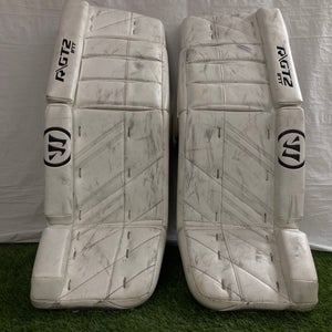 White 30" Intermediate Warrior Ritual GT2 Goalie Leg Pads (Used)