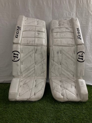 White 30" Intermediate Warrior Ritual GT2 Goalie Leg Pads (Used)