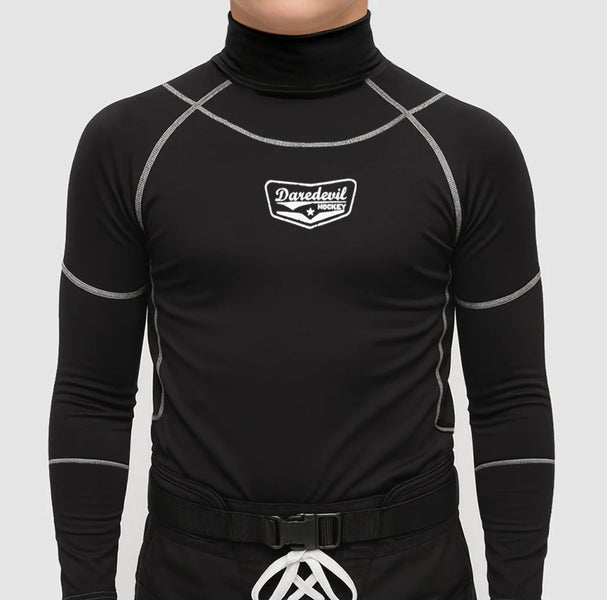 NEW – Youth Small Daredevil Hockey Integrated Neck Guard Compression Shirt (BNQ/CE Certified)