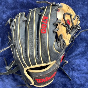 Black Wilson A700 RH Infield Baseball Glove 11.5" (Used)