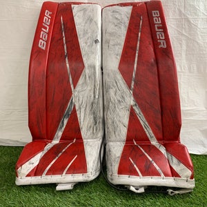 Red Medium Intermediate Bauer Supreme 3S Goalie Leg Pads (Used)