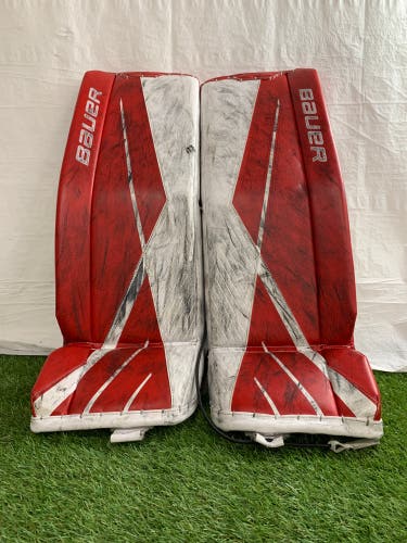 Red Medium Intermediate Bauer Supreme 3S Goalie Leg Pads (Used)