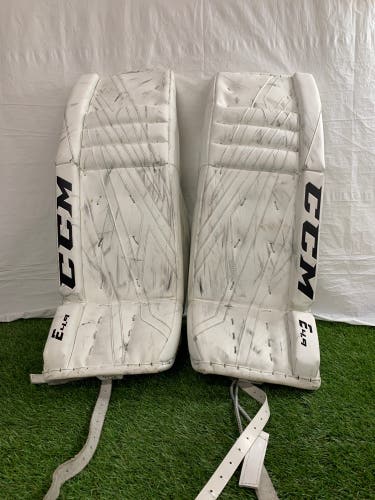 White 34" Senior CCM Extreme flex 4.9 Goalie Leg Pads (Used)