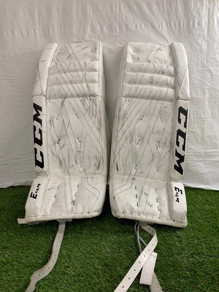 White 34" Senior CCM Extreme flex 4.9 Goalie Leg Pads (Used)