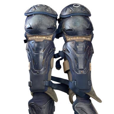 Used Evoshield SHINGUARDS Catchers Leg Guards Navy Blue Adult 11760-S000081342