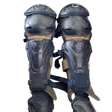 Used Evoshield SHINGUARDS Catchers Leg Guards Navy Blue Adult 11760-S000081342