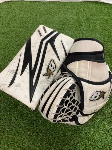 White Intermediate Brian's Optik X2 Goalie Gloves & Blockers Regular (Used)