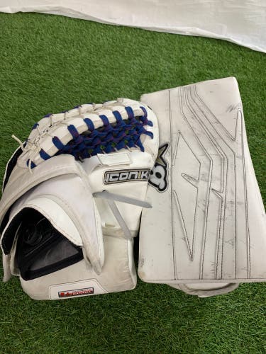 White Senior Brian's Iconik Goalie Gloves & Blockers Regular (Used)