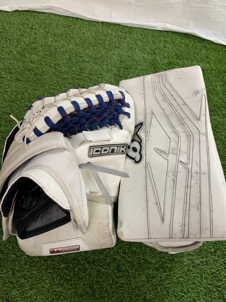 White Senior Brian's Iconik Goalie Gloves & Blockers Regular (Used)