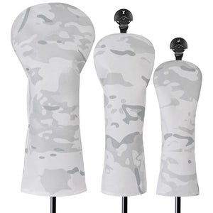 NEW 3 Piece Golf Head Cover Set, White Camouflage