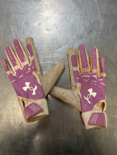 Used Under Armour BB/SB Batting Gloves Purple MD 11868-S000065207