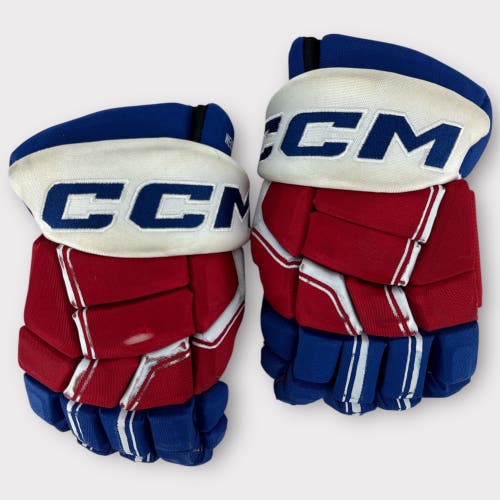 Pro Stock Used CCM QuickLite 13” Rochester Americans Hockey Gloves