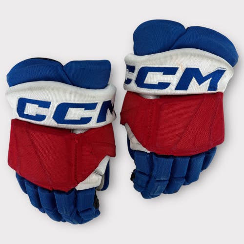Pro Stock Used CCM Tacks 14" Rochester Americans Hockey Gloves