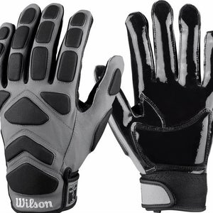 Wilson Adult MVP Tacktech WTF9340GYS Sm Gray Black Football Lineman Gloves NWT