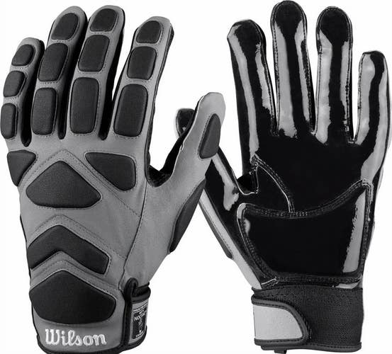 Wilson Adult MVP Tacktech WTF9340GYS Sm Gray Black Football Lineman Gloves NWT