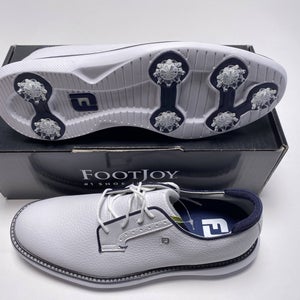 FootJoy FJ Traditions Blucher Golf Shoes White Navy Men's SZ 9.5 (57938)