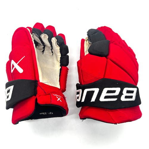 Andrei Svechnikov Pro Stock - Bauer Vapor Hyperlite 13" Used Pro Stock Gloves (Red/Black)