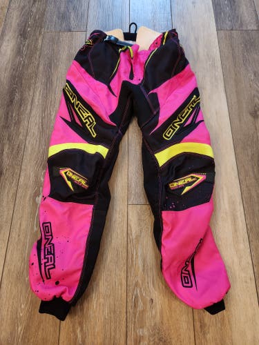 O'Neal Element Ride Pant Motocross Pink/Black/Green Youth 12/14 (Pre-Owned) (84742)