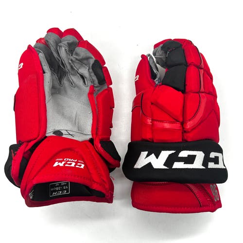 Mikko Rantanen Pro Stock - CCM HG12 15" Used Pro Stock Gloves (Red/Black)